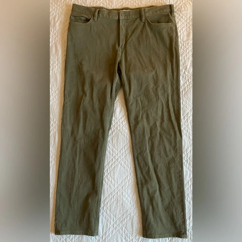 BANANA‎ REPUBLIC Slim Brushed Traveler 5-Pocket Pant in Olive Size 38 $110